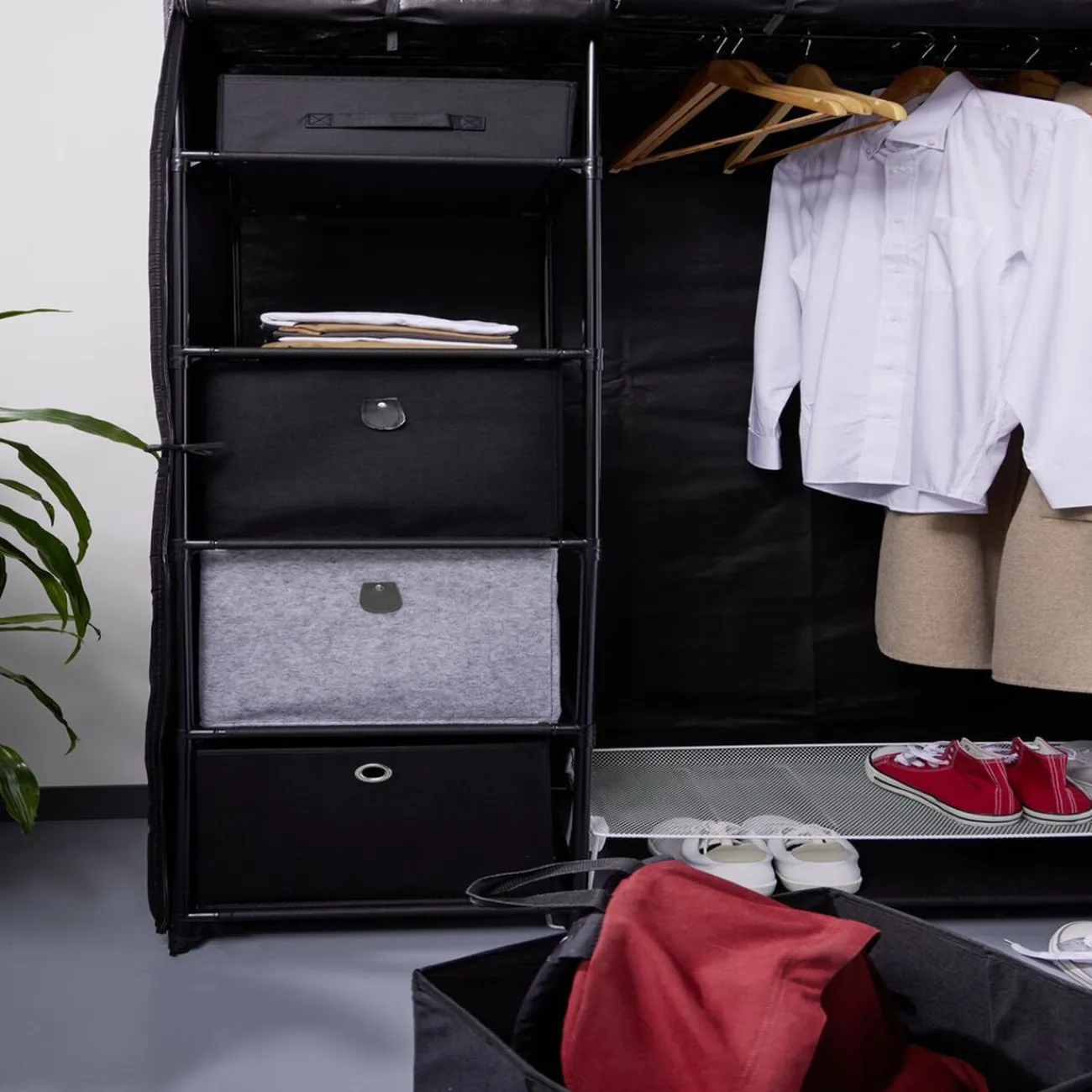 Gifi Rangement|Panière Box Cube effet velours 31x29x31cm gris