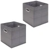 Gifi Rangement|Panière Box Cube en carton revêtement tissu x2