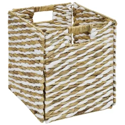 Gifi Rangement|Panière Box Cube jacinthe d'eau naturel et blanc