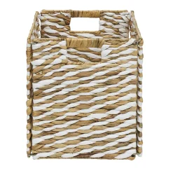 Gifi Rangement|Panière Box Cube jacinthe d'eau naturel et blanc