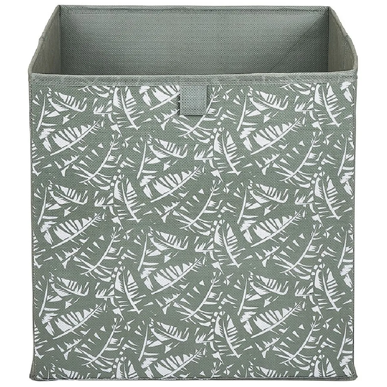 Gifi Rangement|Panière Box Cube motif floral vert et blanc 31x29x31cm