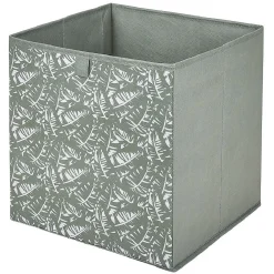Gifi Rangement|Panière Box Cube motif floral vert et blanc 31x29x31cm