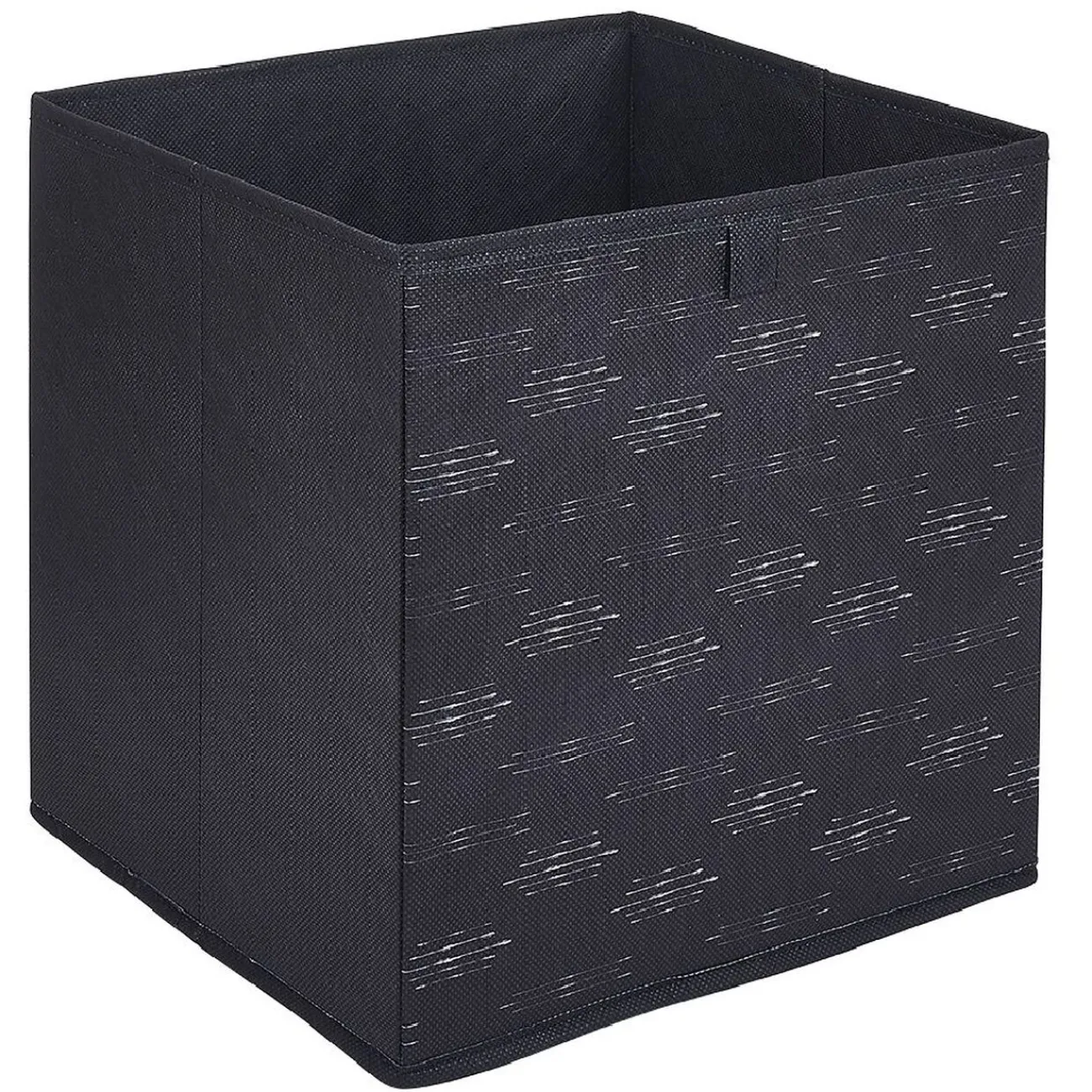 Gifi Rangement|Panière Box Cube symbole traits horizontaux noirs et blanc 31x29x31cm