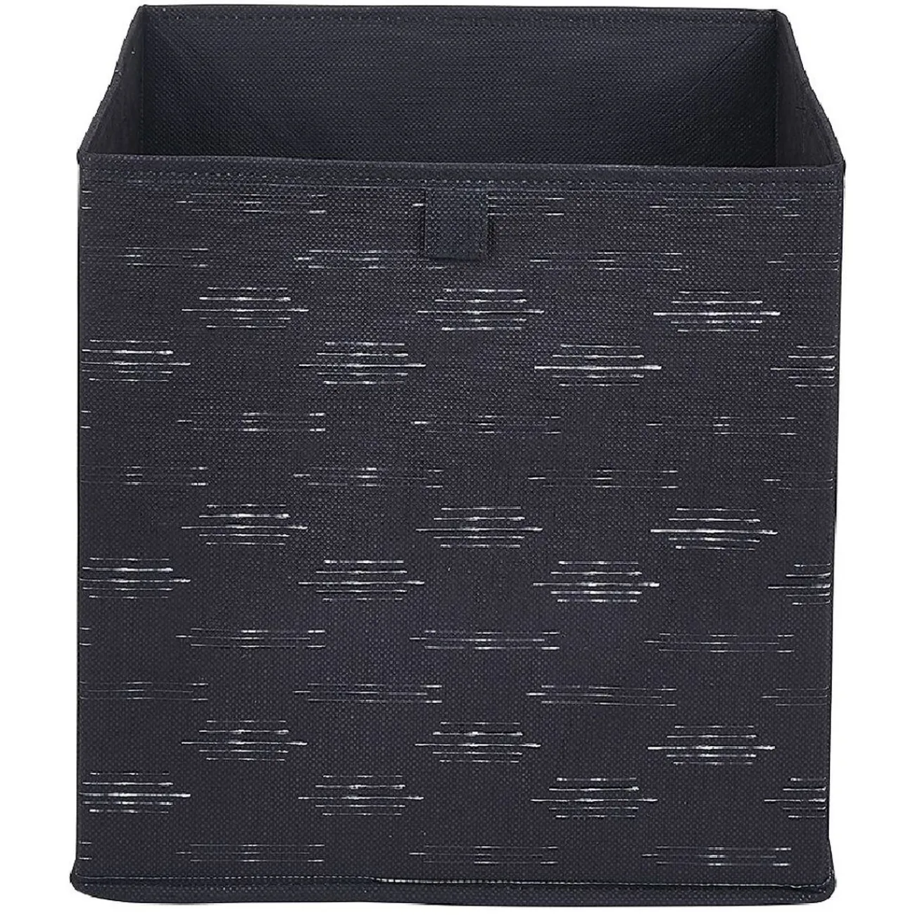 Gifi Rangement|Panière Box Cube symbole traits horizontaux noirs et blanc 31x29x31cm