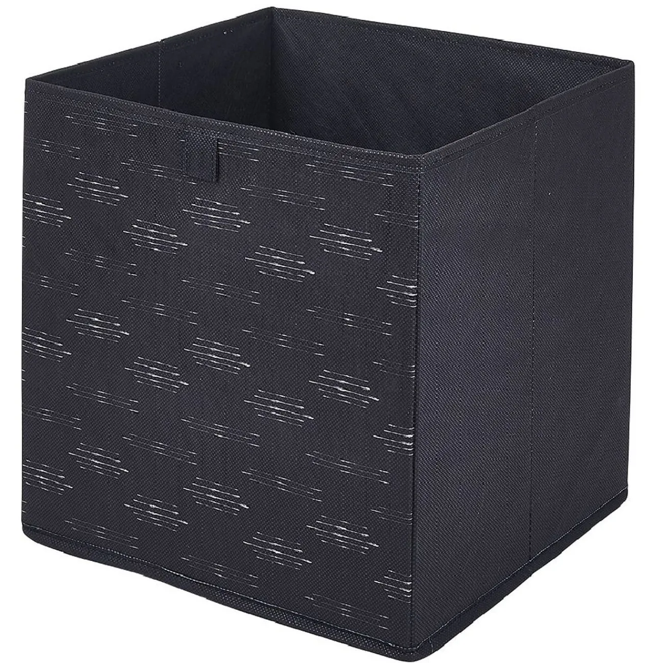 Gifi Rangement|Panière Box Cube symbole traits horizontaux noirs et blanc 31x29x31cm