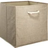 Gifi Rangement|Panière Box Cube tissé beige avec anse en corde