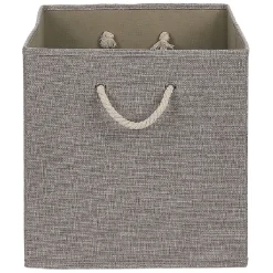 Gifi Rangement|Panière Box Cube tissé gris avec anse en corde