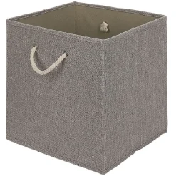 Gifi Rangement|Panière Box Cube tissé gris avec anse en corde