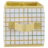 Gifi Rangement|Panière Box Cube 15x29x15cm imprimé carreau jaune et vert