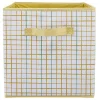 Gifi Rangement|Panière Box Cube 31x29x31cm imprimé carreau jaune et vert