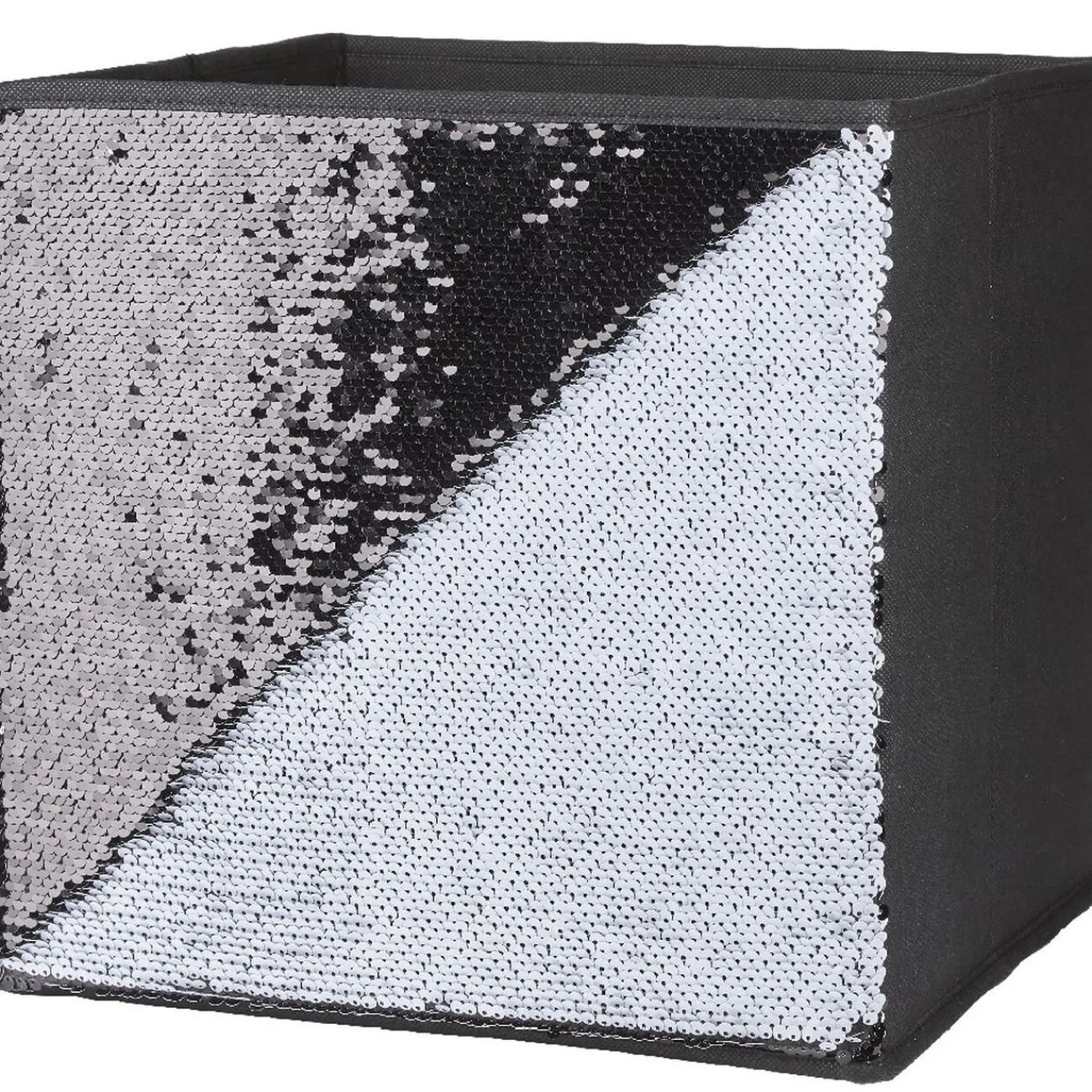 Gifi Rangement|Panière Box Cube 31x29x31cm sequins noir