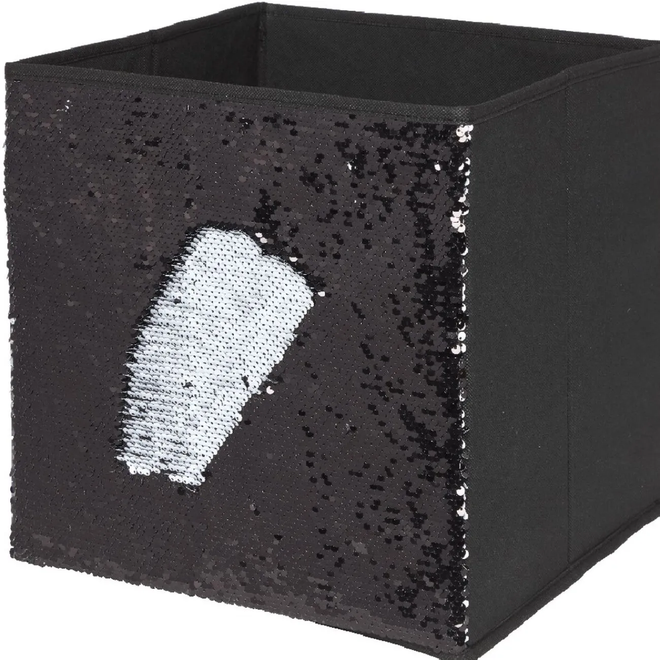 Gifi Rangement|Panière Box Cube 31x29x31cm sequins noir