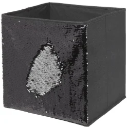 Gifi Rangement|Panière Box Cube 31x29x31cm sequins noir
