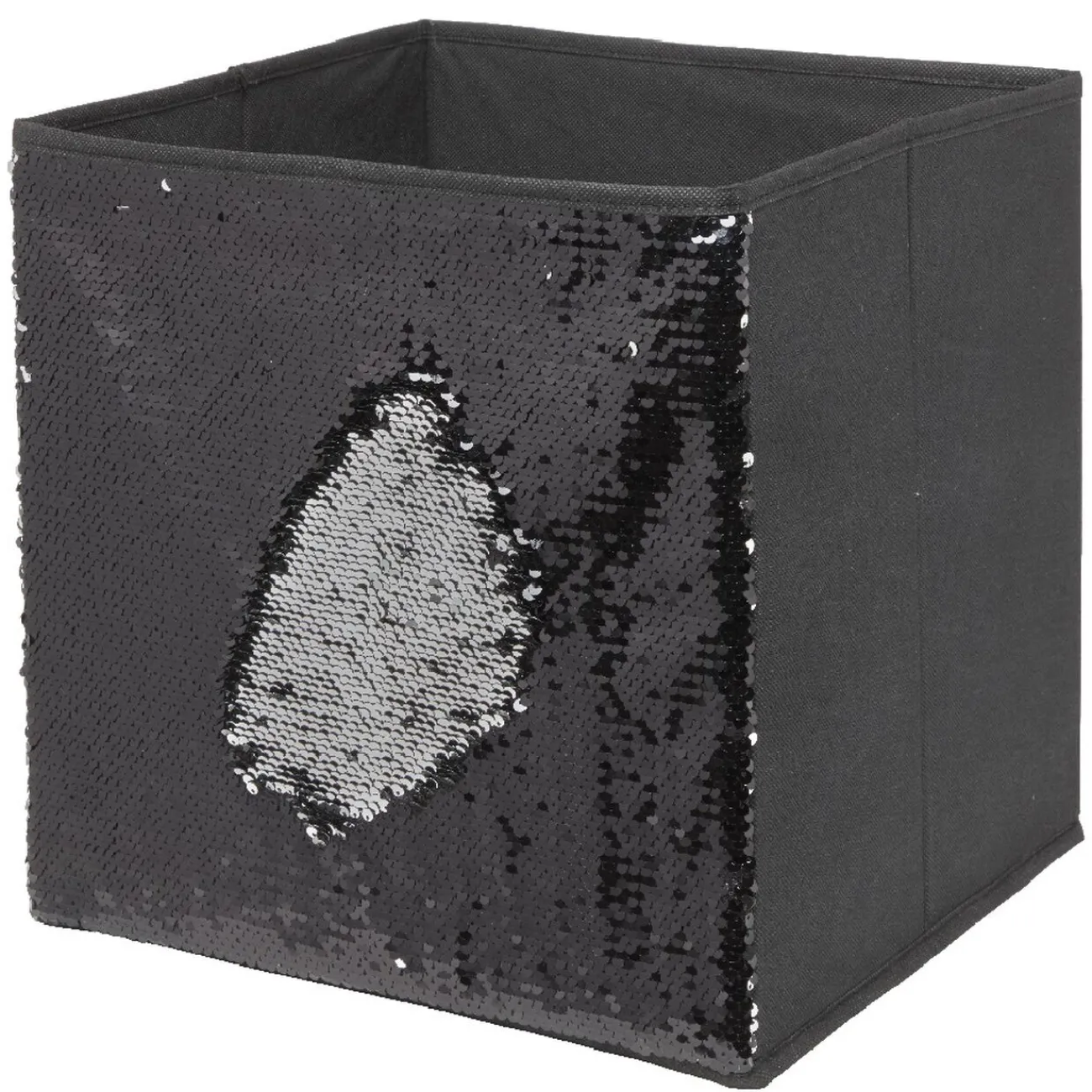 Gifi Rangement|Panière Box Cube 31x29x31cm sequins noir