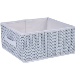 Gifi Rangement|Panière carrée blanche motif géométrique collection Urban 2 Box Cube
