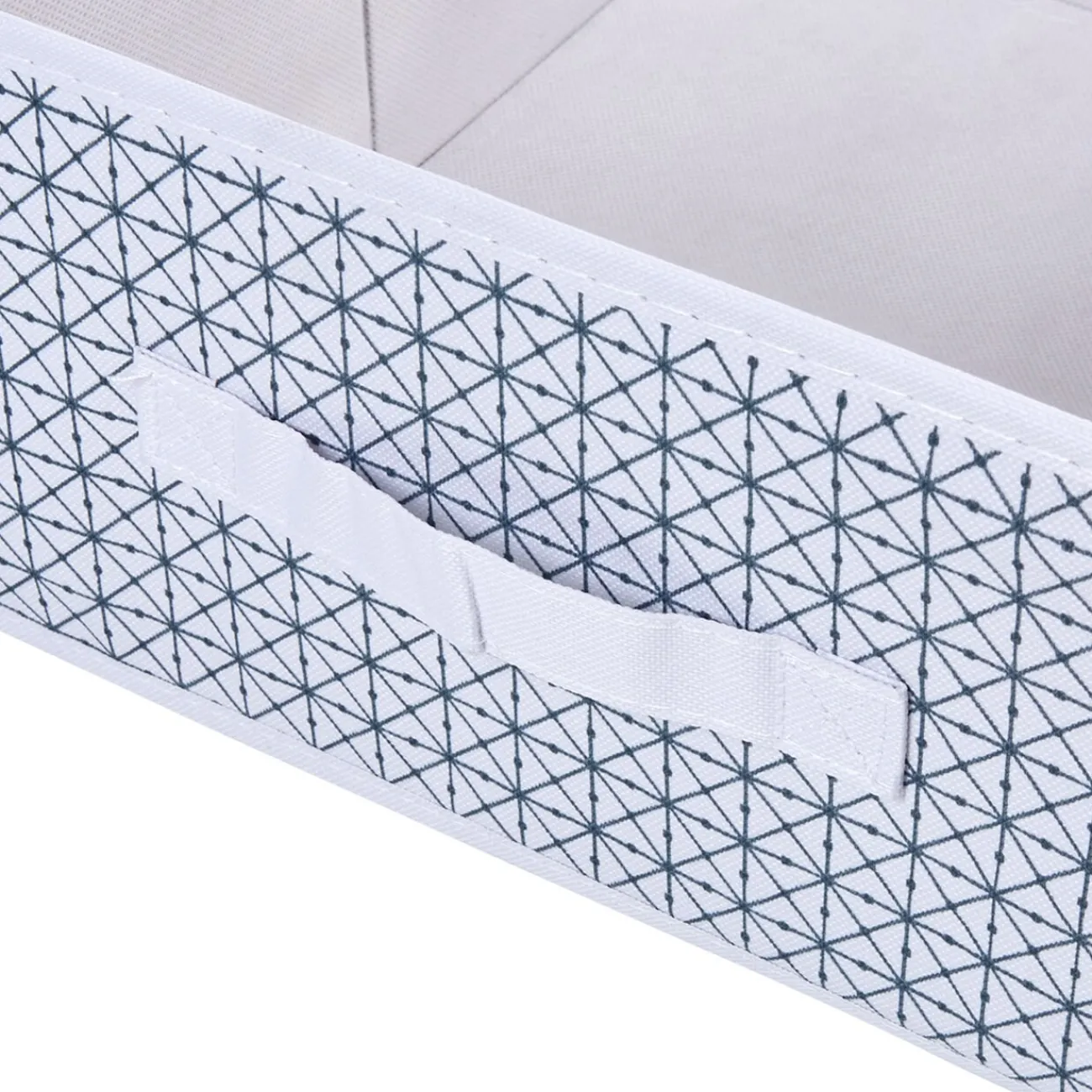 Gifi Rangement|Panière carrée blanche motif géométrique collection Urban 2 Box Cube