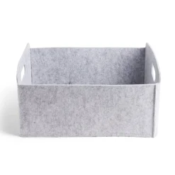 Gifi Rangement|Panière coton effet feutrine 34x28x16cm gris