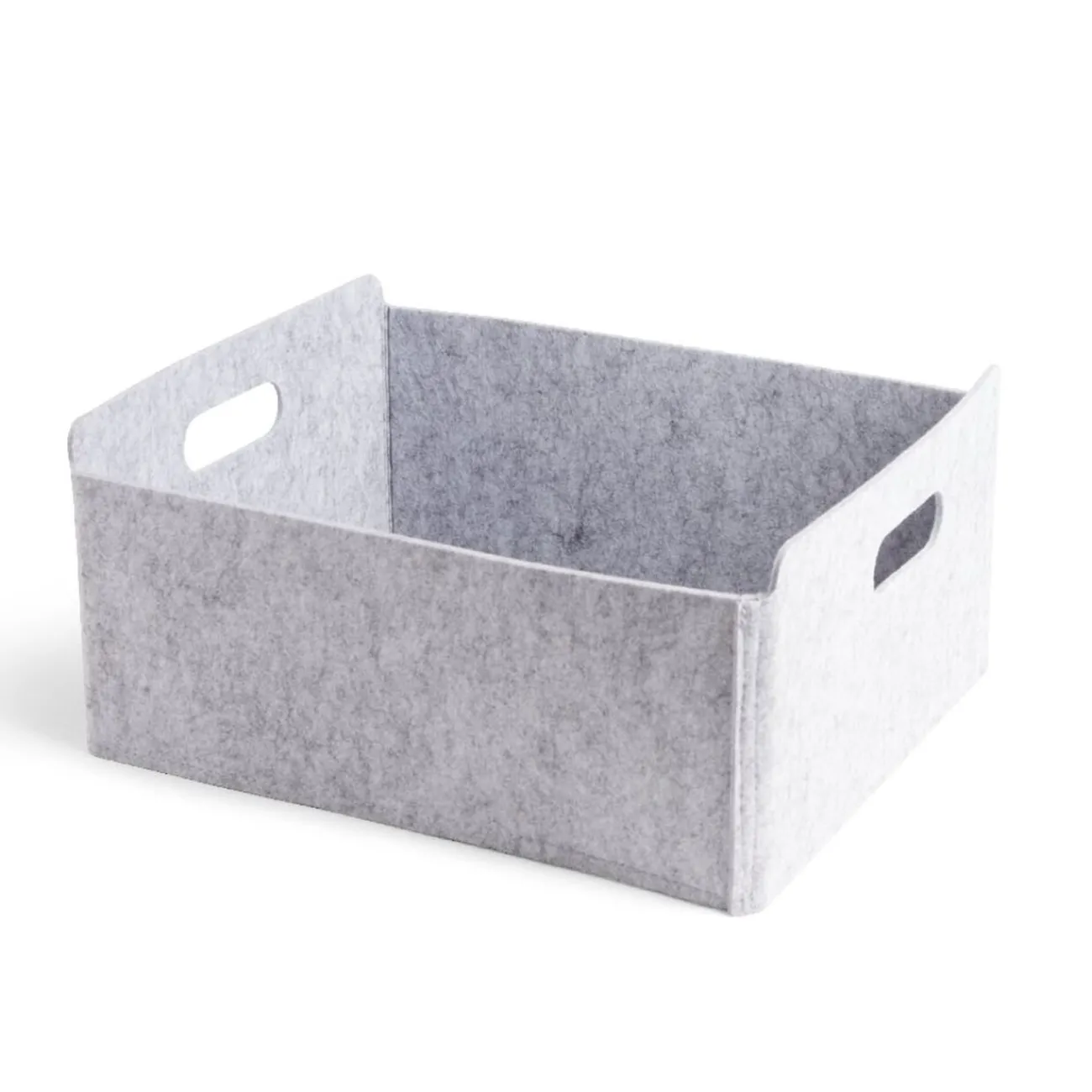 Gifi Rangement|Panière coton effet feutrine 34x28x16cm gris
