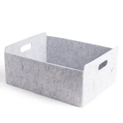 Gifi Rangement|Panière coton effet feutrine 39x30,5x17cm gris