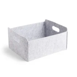 Gifi Rangement|Panière coton effet feutrine 31x25x15cm gris