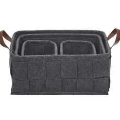 Gifi Rangement|Panière déco feutrine tressée gris anthracite x4