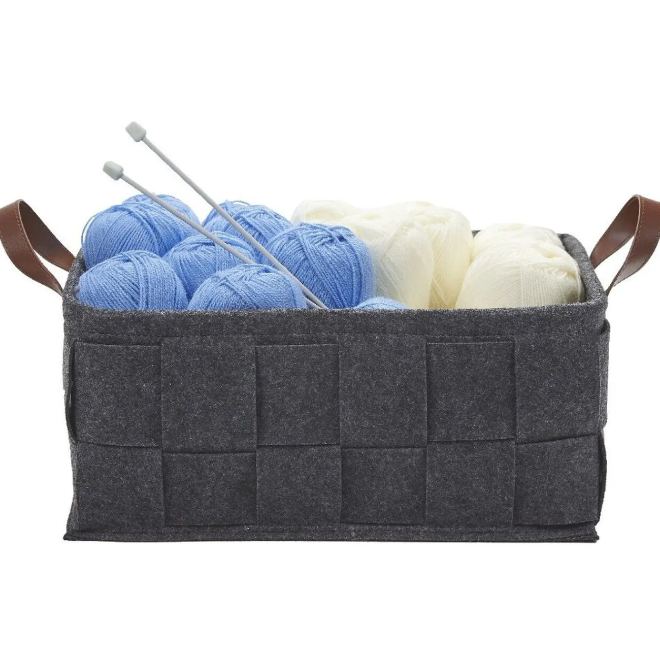 Gifi Rangement|Panière déco feutrine tressée gris anthracite x4