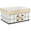 Gifi Rangement|Panière déco naturel blanc et noir avec inscription Home L.40 cm