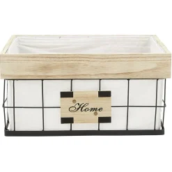 Gifi Rangement|Panière déco naturel blanc et noir avec inscription Home L.40 cm