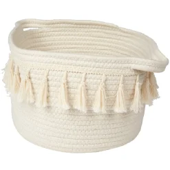 Gifi Rangement|Panière déco pompons blanc naturel