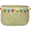 Gifi Rangement|Panière décor pompons multicolores Ø24xH24 cm