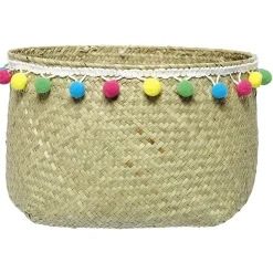 Gifi Rangement|Panière décor pompons multicolores Ø24xH24 cm