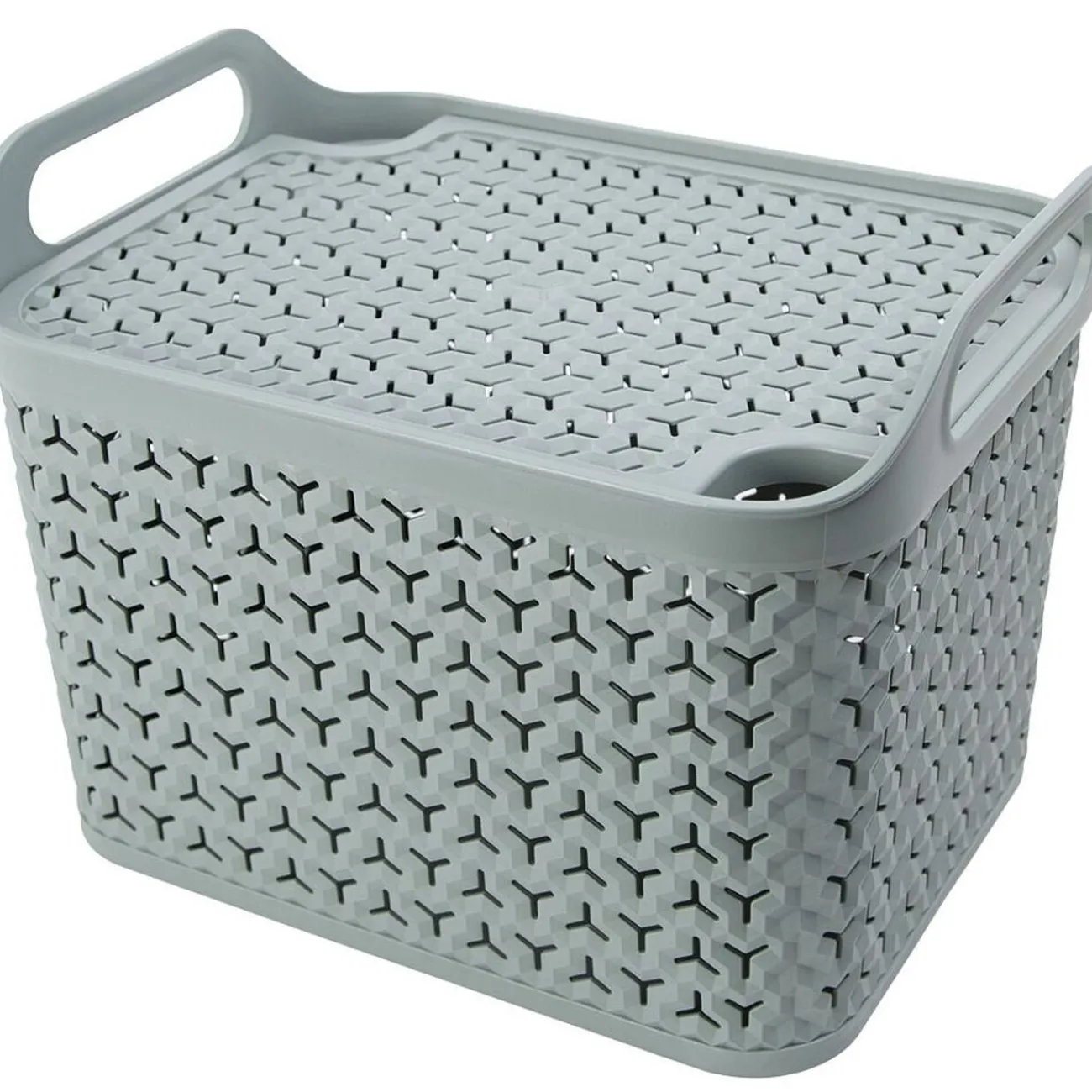 Gifi Rangement|Panière de rangement avec couvercle 24L plastique vert