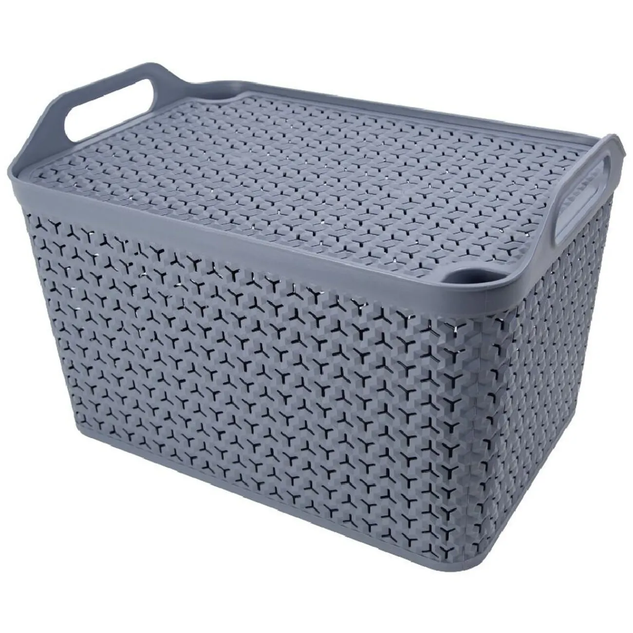 Gifi Rangement|Panière de rangement avec couvercle 42L plastique gris