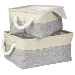 Gifi Rangement|Panière de rangement beige et grise x 2