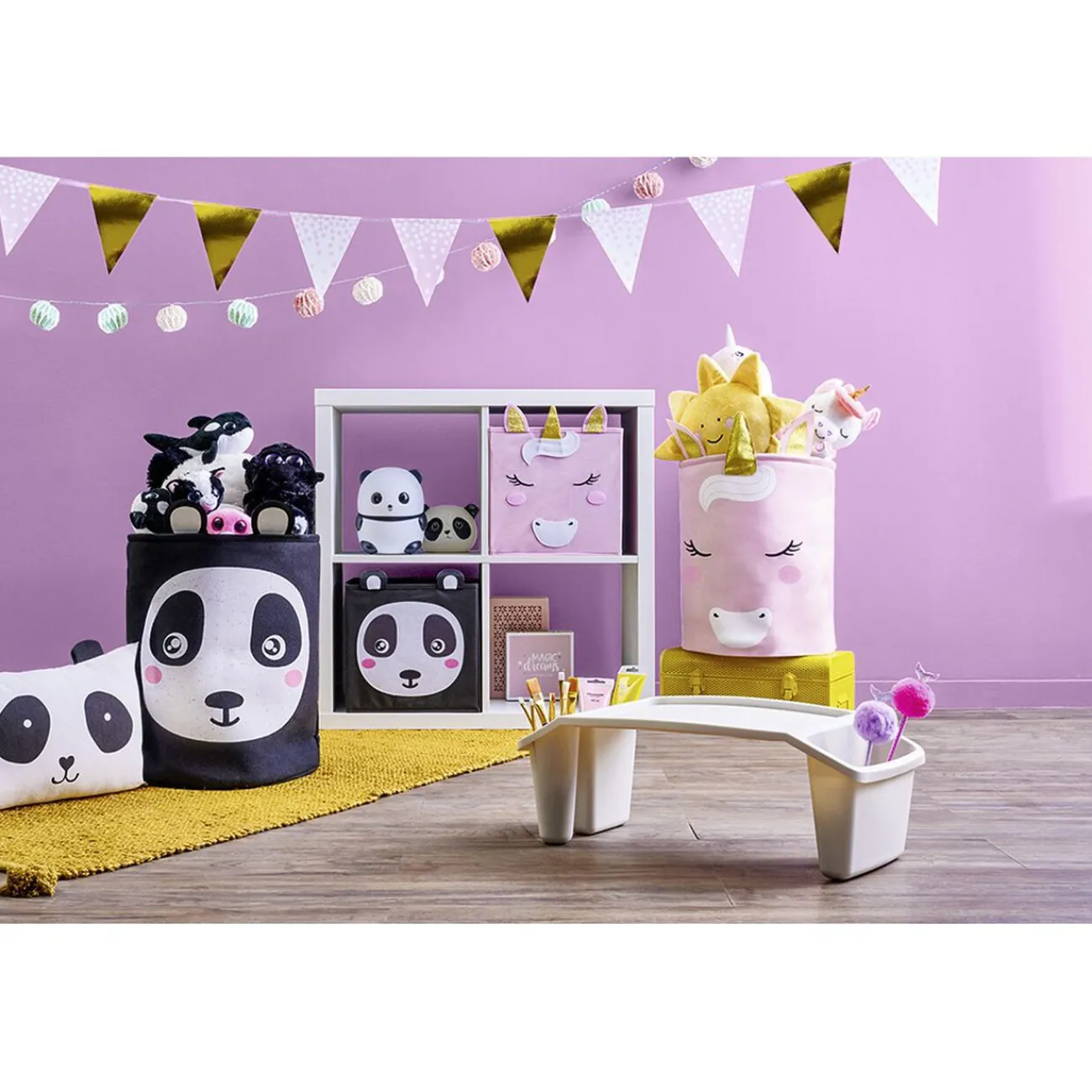 Gifi Rangement|Panière de rangement blanc motif animal