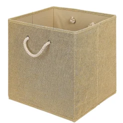 Gifi Rangement|Panière de rangement Box Cube décor lin avec anses