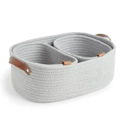 Gifi Rangement|Panière de rangement coton tressé gris 38x25xH13cm - petit modèle