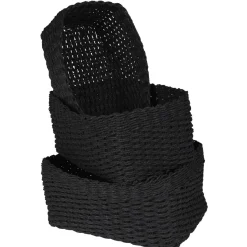 Gifi Rangement|Panière de rangement en papier tressé noir x3