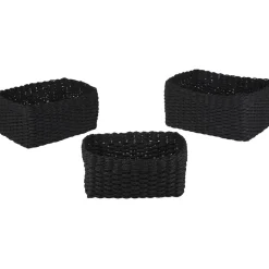 Gifi Rangement|Panière de rangement en papier tressé noir x3