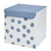 Gifi Rangement|Panière de rangement enfant blanc pois bleus