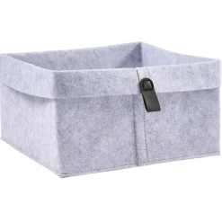 Gifi Rangement|Panière de rangement feutrine gris 25x25xH18cm