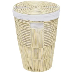 Gifi Rangement|Panière de rangement Gina imitation rotin plastique beige Ø40xH55cm
