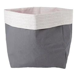 Gifi Rangement|Panière de rangement grise et blanche
