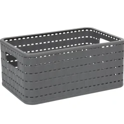 Gifi Entretien Du Linge|Panière de rangement grise effet tressé 6 L