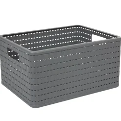 Gifi Entretien Du Linge|Panière de rangement grise effet tressé 18 L