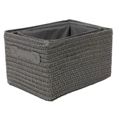 Gifi Rangement|Panière de rangement grise effet tressé x3