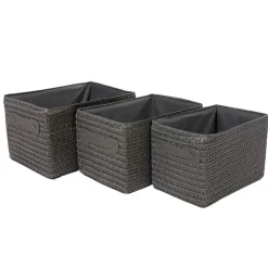 Gifi Rangement|Panière de rangement grise effet tressé x3