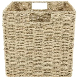 Gifi Rangement|Panière de rangement métal jonc naturel