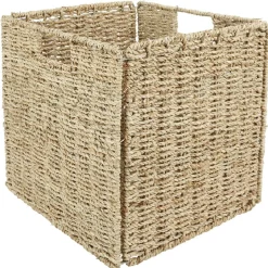 Gifi Rangement|Panière de rangement métal jonc naturel