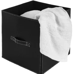 Gifi Rangement|Panière de rangement noir à poignée